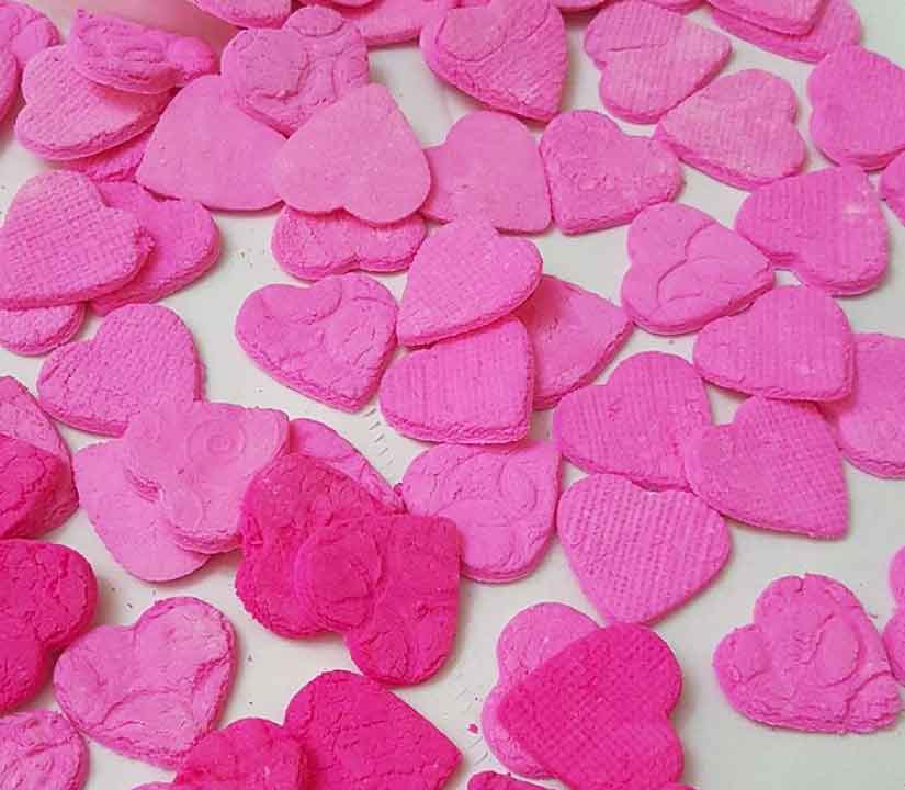 Bath Bomb shapes cut using mini cookie cutters